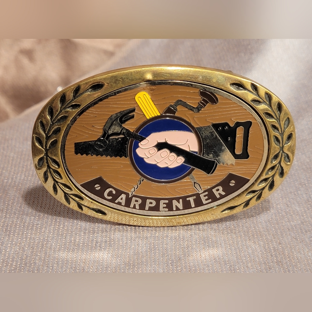 Carpenter Solid Brass Belt Buckle